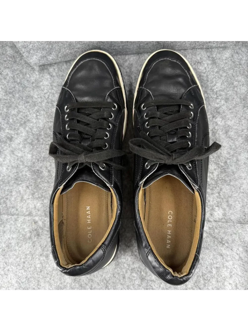 Cole Haan Vartan Sport Oxford Low Top Sneakers Shoes Black Leather Canvas 12M